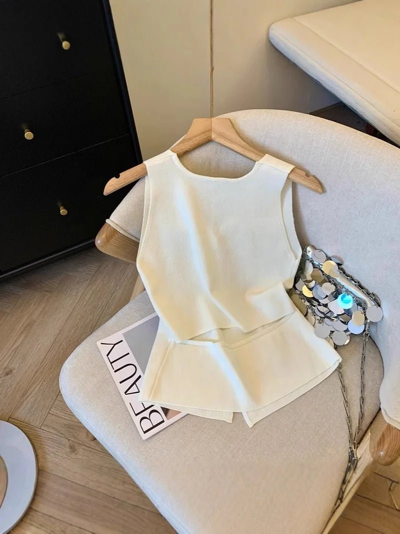 V - neck Women Tank Top Knitted Tank Top for Women Going Out Sleeveless Tops - Zeprah