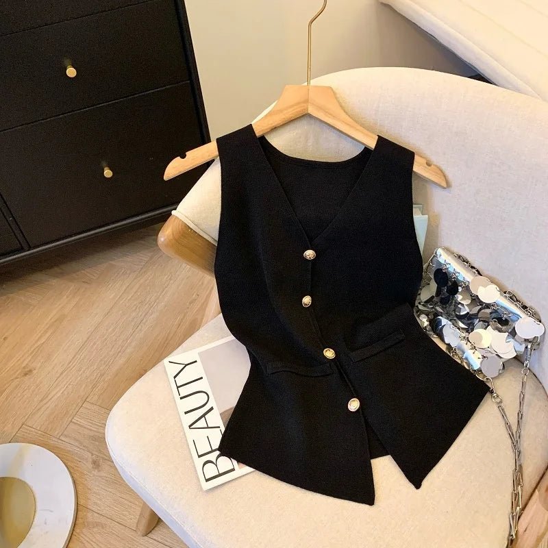 V - neck Women Tank Top Knitted Tank Top for Women Going Out Sleeveless Tops - Zeprah