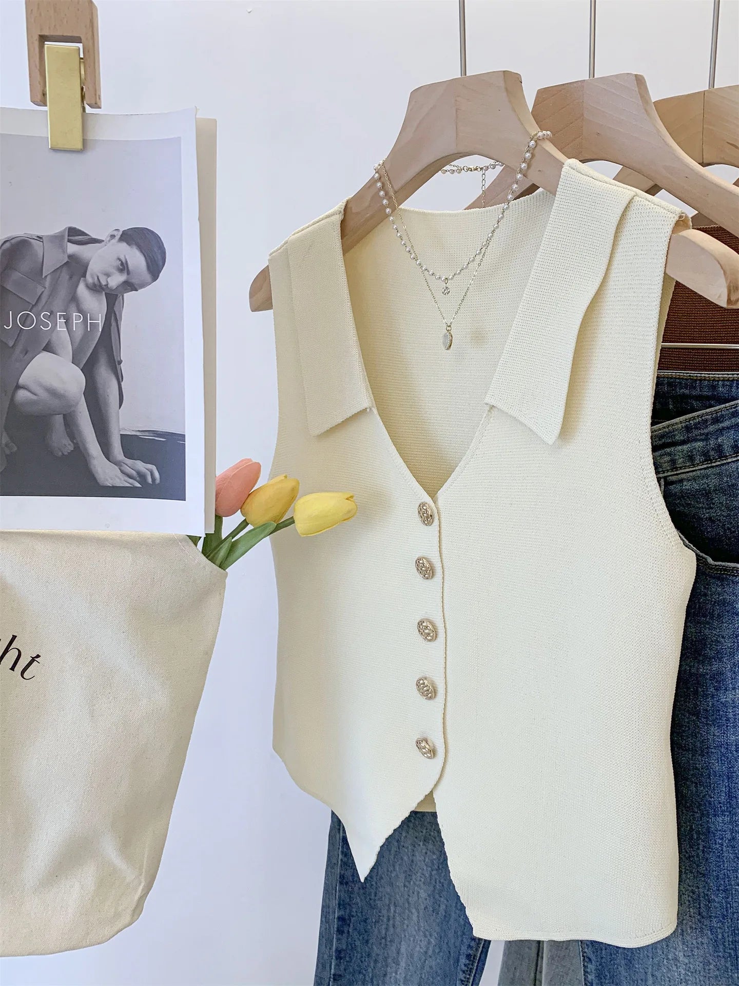 V - neck Women Tank Top Knitted Tank Top for Women Going Out Sleeveless Tops - Zeprah