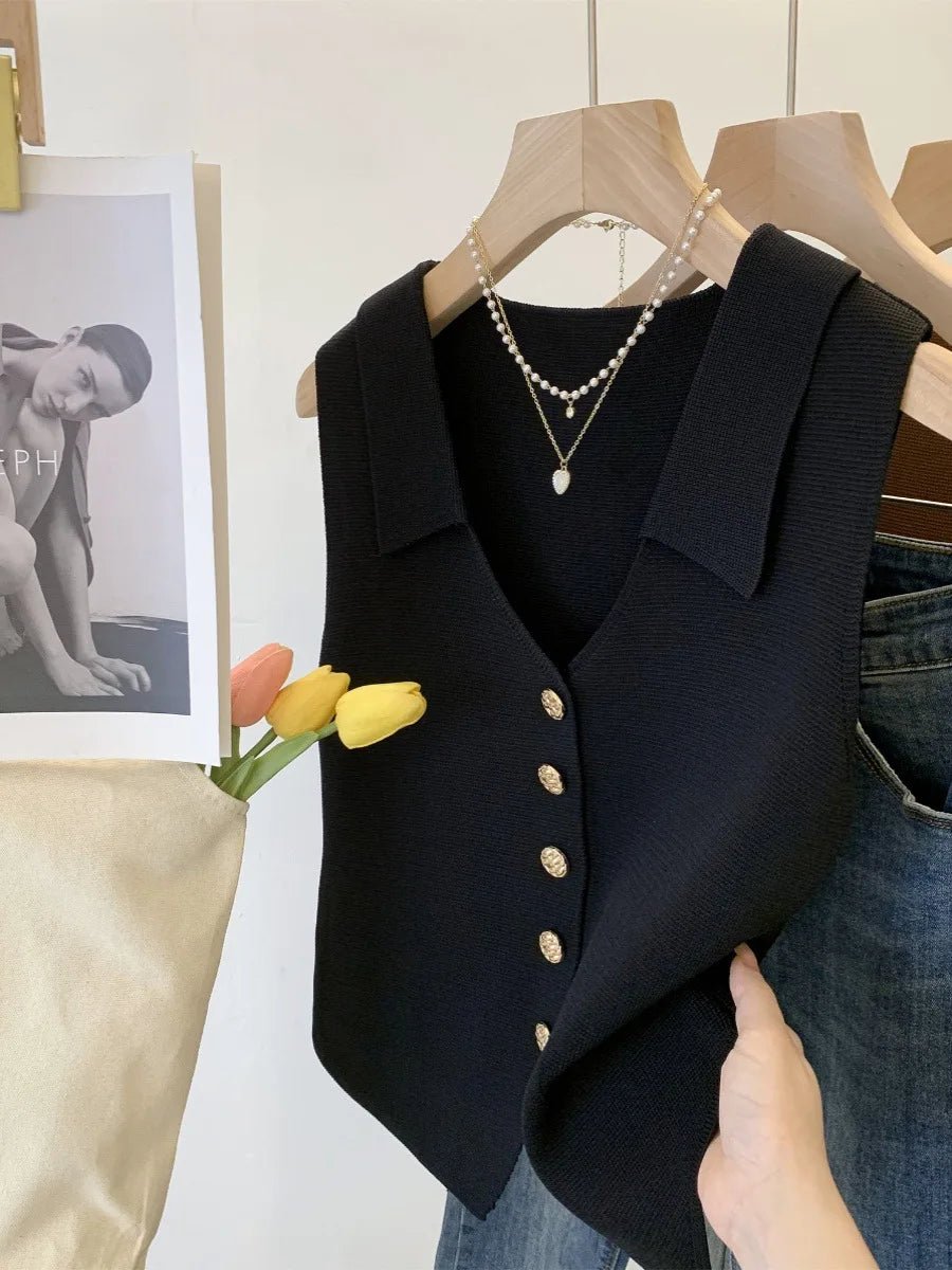 V - neck Women Tank Top Knitted Tank Top for Women Going Out Sleeveless Tops - Zeprah