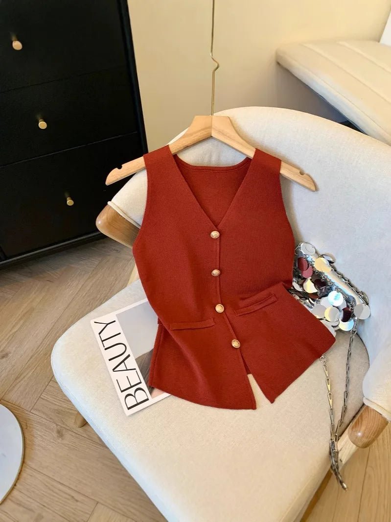 V - neck Women Tank Top Knitted Tank Top for Women Going Out Sleeveless Tops - Zeprah