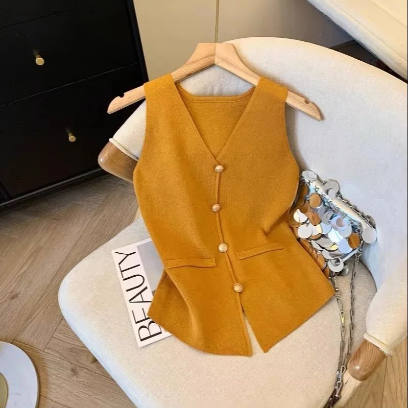 V - neck Women Tank Top Knitted Tank Top for Women Going Out Sleeveless Tops - Zeprah
