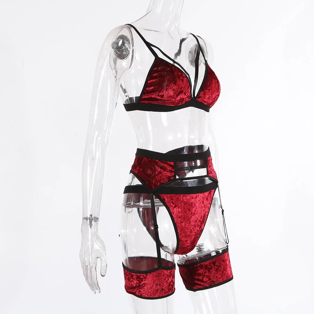 Velvet Bra Brief Sets Womens Sexy Underwear Lingerie - Zeprah