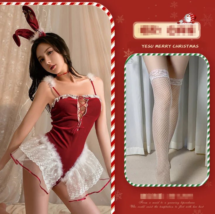 Velvet Sling Night Dress Sexy Lingerie for New Year & Christmas Date Pure Hot COS Set for Summer Autumn & Spring - Zeprah