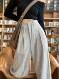 Versatile Long Pants Button Casual Slacks Sporty Straight - Leg Trousers - Zeprah