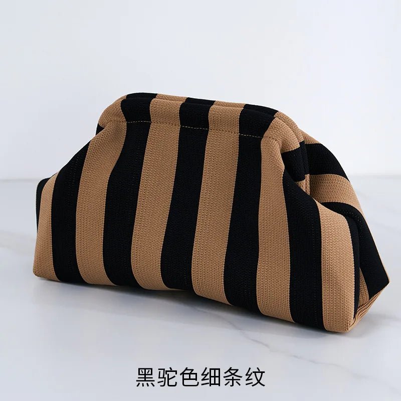 Versatile Striped Cloud Bag Fly - Woven Clutch Cross - Border Women's Open Closure Beach Commuting Bag with Polyester Lining Handbag - Zeprah