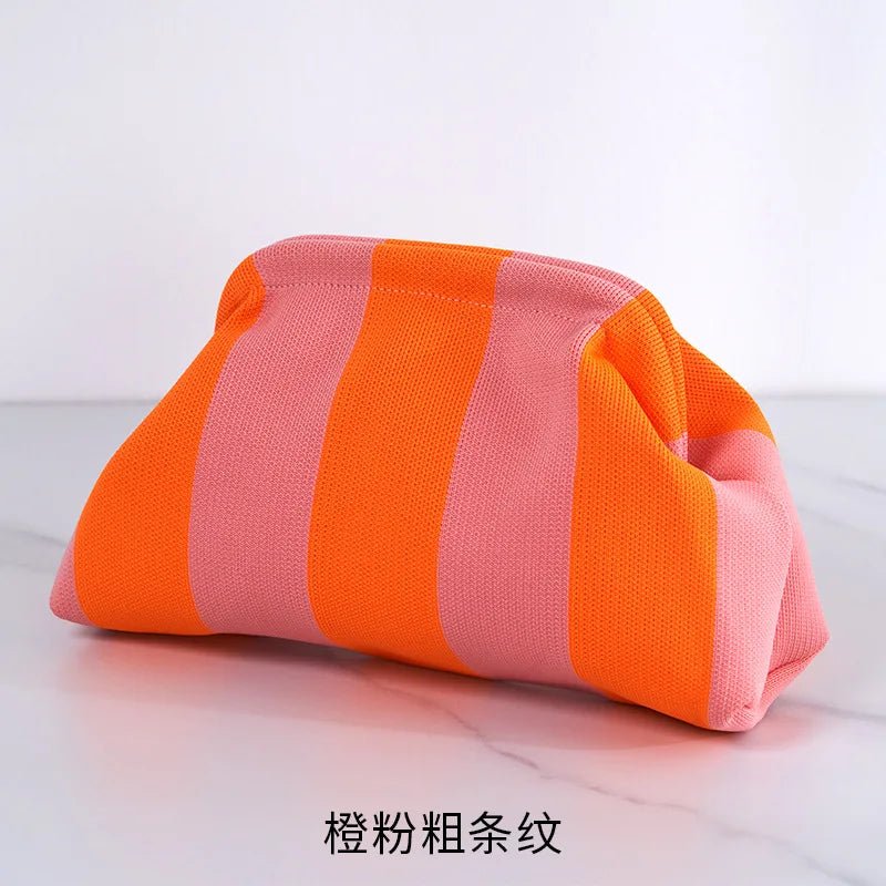 Versatile Striped Cloud Bag Fly - Woven Clutch Cross - Border Women's Open Closure Beach Commuting Bag with Polyester Lining Handbag - Zeprah