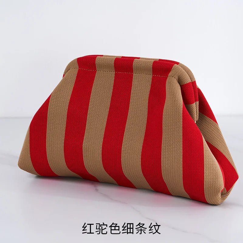 Versatile Striped Cloud Bag Fly - Woven Clutch Cross - Border Women's Open Closure Beach Commuting Bag with Polyester Lining Handbag - Zeprah