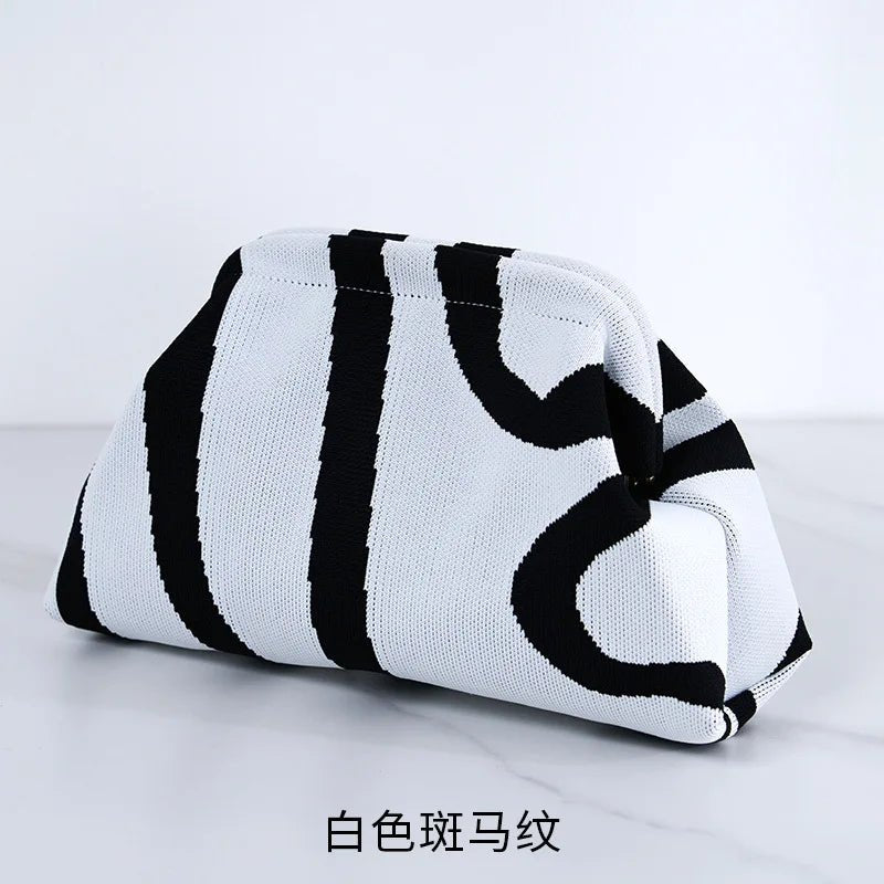 Versatile Striped Cloud Bag Fly - Woven Clutch Cross - Border Women's Open Closure Beach Commuting Bag with Polyester Lining Handbag - Zeprah