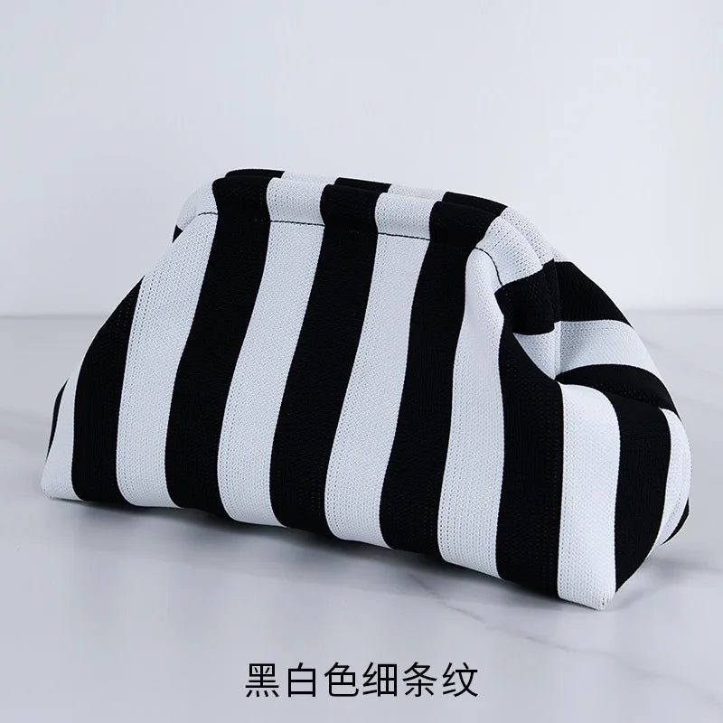 Versatile Striped Cloud Bag Fly - Woven Clutch Cross - Border Women's Open Closure Beach Commuting Bag with Polyester Lining Handbag - Zeprah