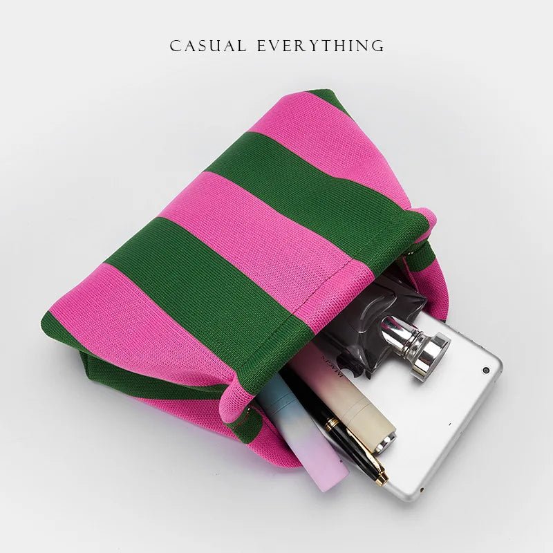 Versatile Striped Cloud Bag Fly - Woven Clutch Cross - Border Women's Open Closure Beach Commuting Bag with Polyester Lining Handbag - Zeprah