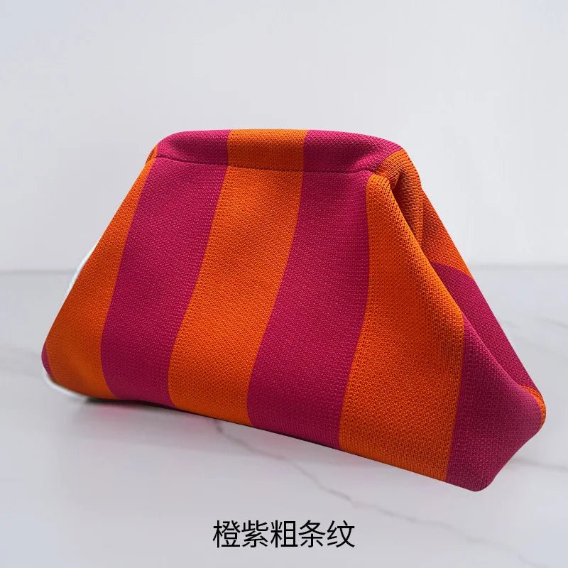 Versatile Striped Cloud Bag Fly - Woven Clutch Cross - Border Women's Open Closure Beach Commuting Bag with Polyester Lining Handbag - Zeprah