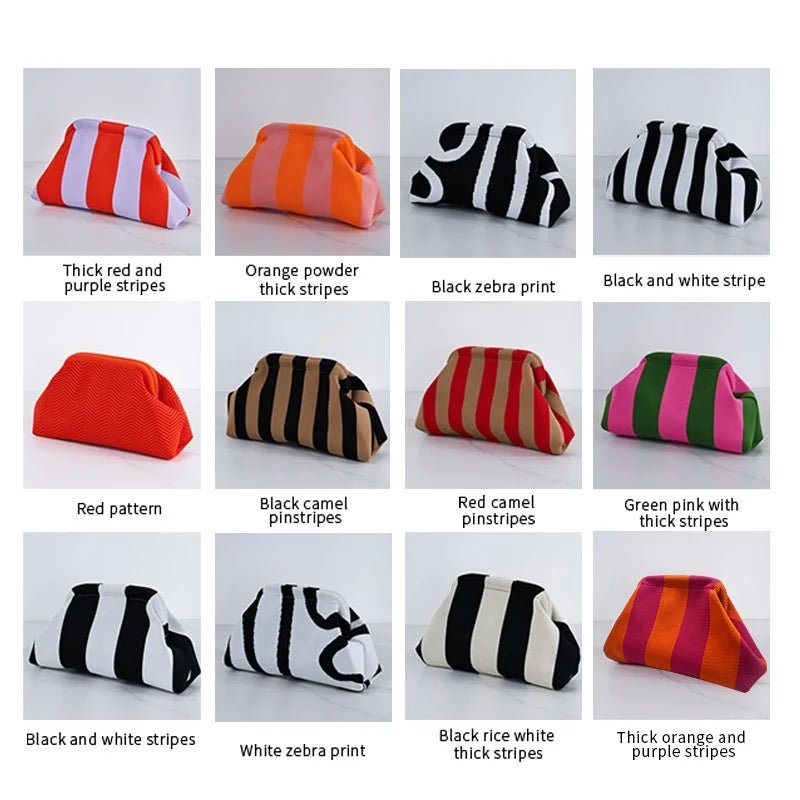 Versatile Striped Cloud Bag Fly - Woven Clutch Cross - Border Women's Open Closure Beach Commuting Bag with Polyester Lining Handbag - Zeprah