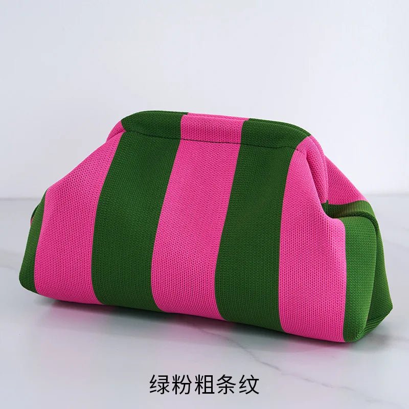 Versatile Striped Cloud Bag Fly - Woven Clutch Cross - Border Women's Open Closure Beach Commuting Bag with Polyester Lining Handbag - Zeprah