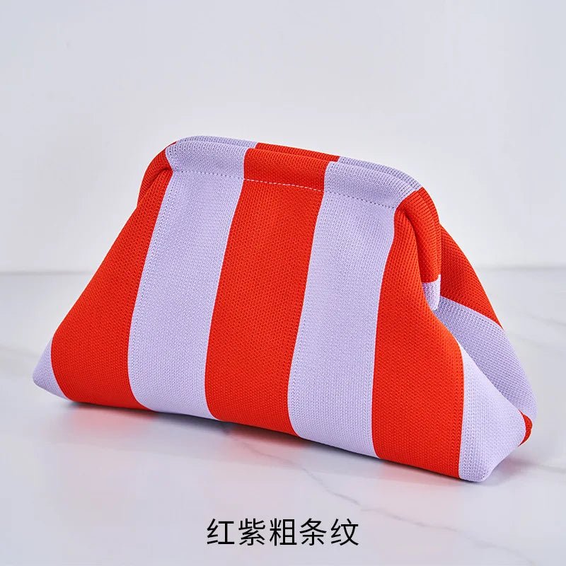 Versatile Striped Cloud Bag Fly - Woven Clutch Cross - Border Women's Open Closure Beach Commuting Bag with Polyester Lining Handbag - Zeprah