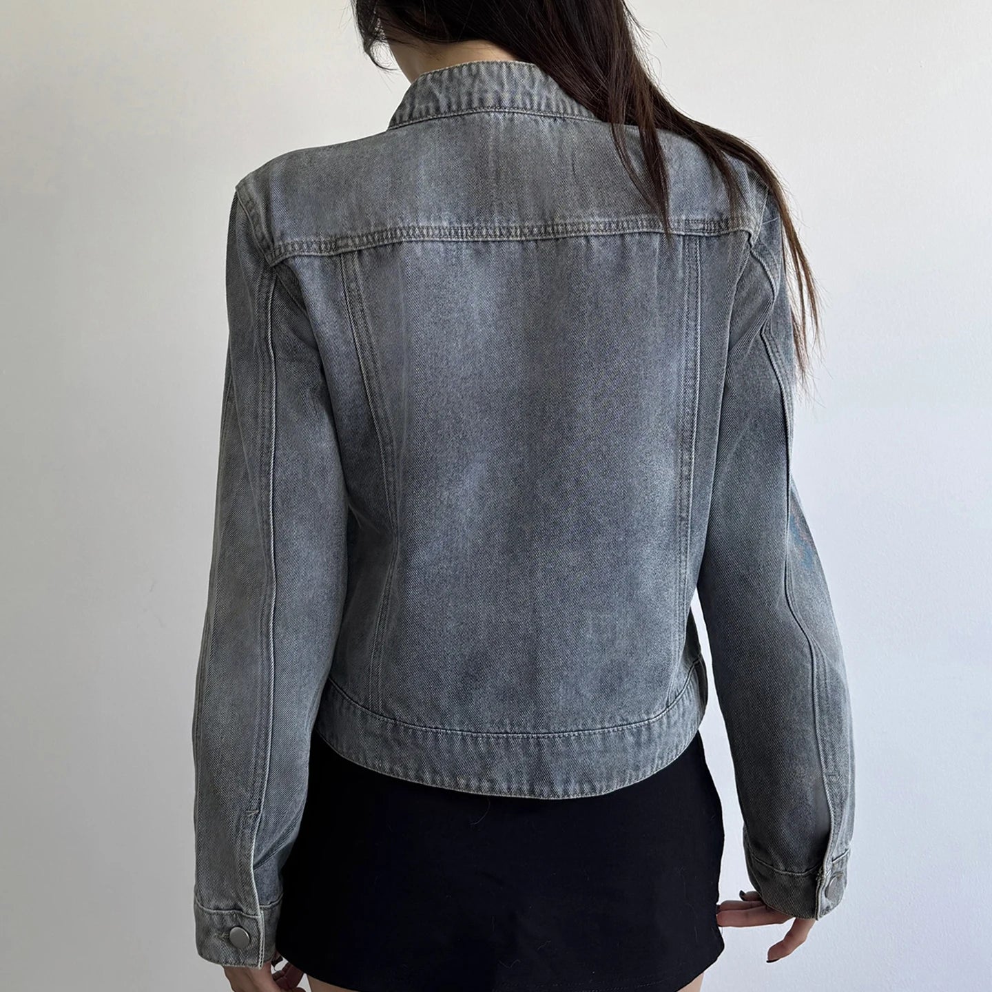 Vintage Distressed Washed Denim Jacket Stand Collar Zip Long Sleeve Windproof Modern Street Casual Autumn Outerwear - Zeprah