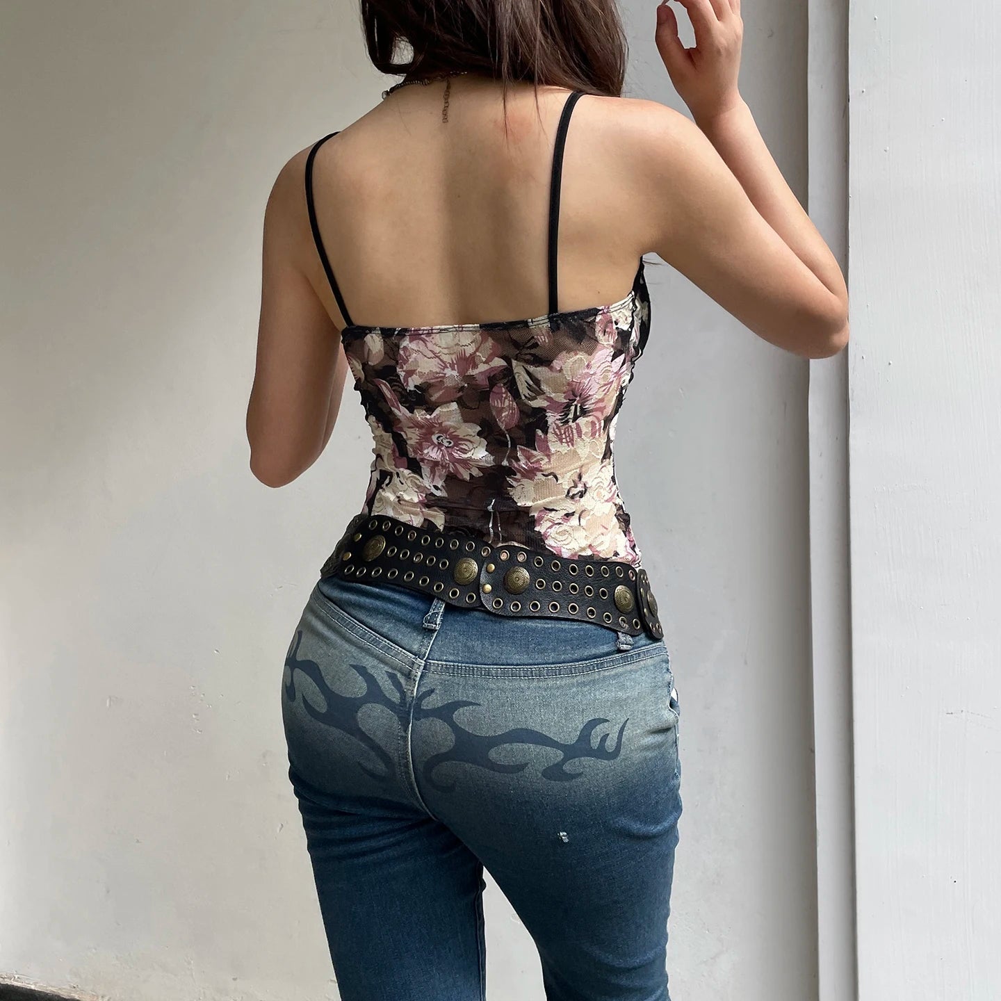 Vintage Floral Lace Tank Tops Sexy Backless Gothic Short Sleeveless Bustier Summer - Zeprah