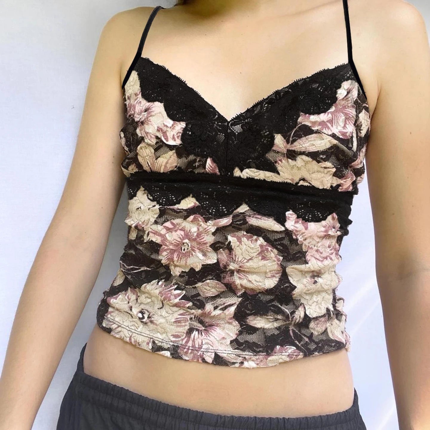 Vintage Floral Lace Tank Tops Sexy Backless Gothic Short Sleeveless Bustier Summer - Zeprah