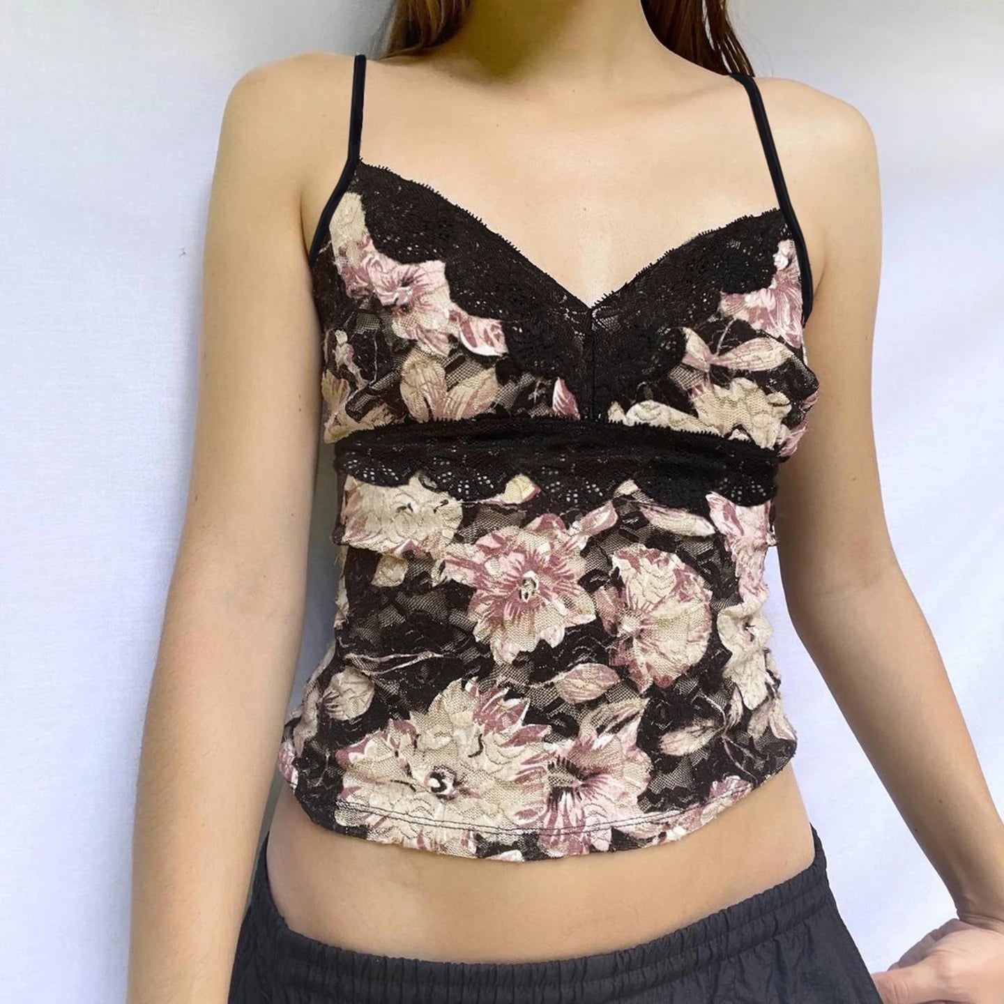 Vintage Floral Lace Tank Tops Sexy Backless Gothic Short Sleeveless Bustier Summer - Zeprah
