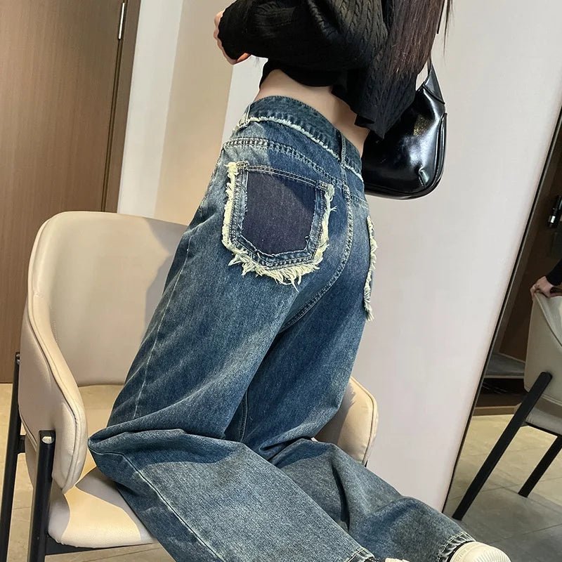 Vintage Jeans Denim Trendy Slacks Loose - fit Long Pants - Zeprah
