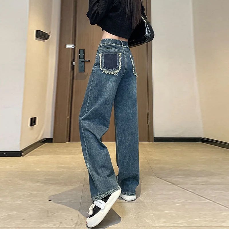 Vintage Jeans Denim Trendy Slacks Loose - fit Long Pants - Zeprah
