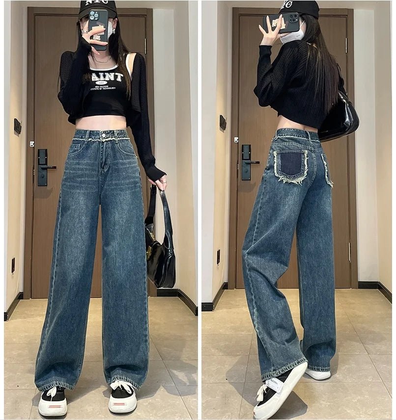 Vintage Jeans Denim Trendy Slacks Loose - fit Long Pants - Zeprah