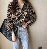Vintage Long - Sleeved Fashionable Simple Blouse Laid - Back Shirt - Zeprah