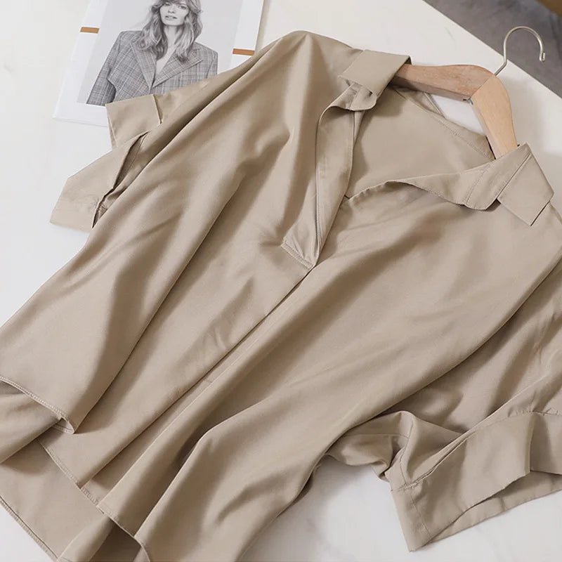 Vintage Shirt Versatile Blouse Batwing Sleeve Short - Sleeve Blouse - Zeprah