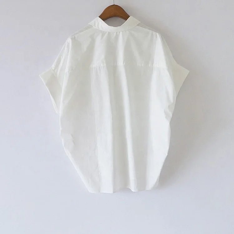 Vintage Shirt Versatile Blouse Batwing Sleeve Short - Sleeve Blouse - Zeprah