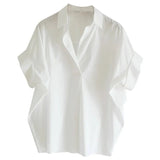 Vintage Shirt Versatile Blouse Batwing Sleeve Short - Sleeve Blouse - Zeprah