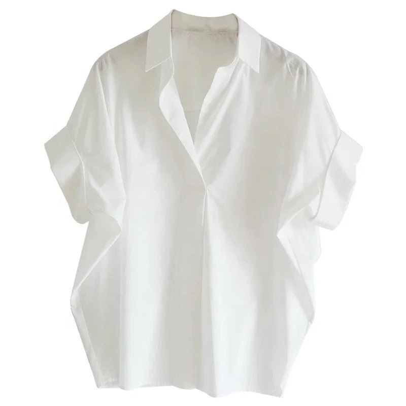 Vintage Shirt Versatile Blouse Batwing Sleeve Short - Sleeve Blouse - Zeprah