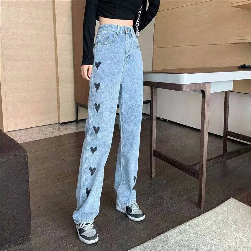 Vintage Trousers Straight - legged Casual Jeans American Fashion Bottoms - Zeprah