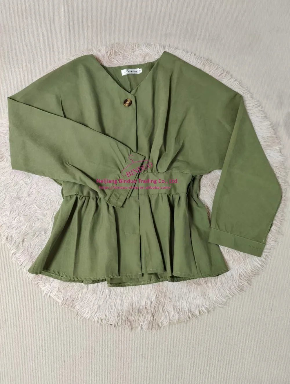Waist - Cinching Shirt Plain Hot - selling Blouse Gentle Long - Sleeved Shirt - Zeprah