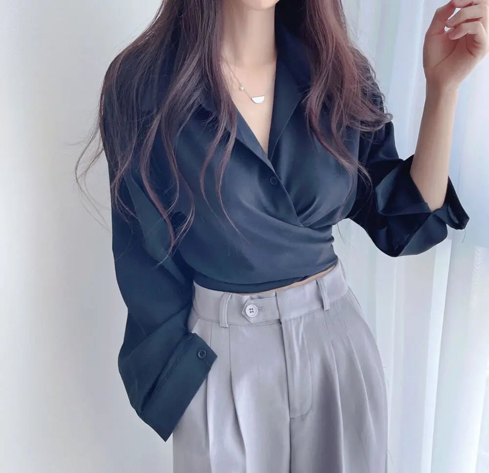 Waist - Cinching Shirt Women Bow Women's Clothing Versatile Striped Shirt - Zeprah