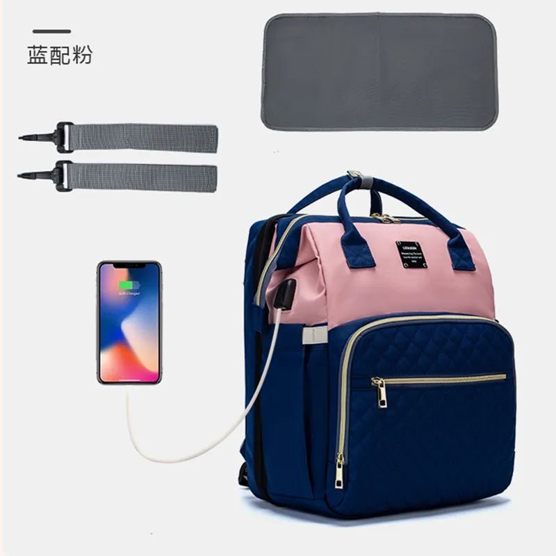 Waterproof Foldable Baby Bed Diaper Bag with Bed Travel Backpack for Busy Parents - Zeprah