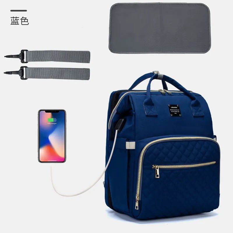 Waterproof Foldable Baby Bed Diaper Bag with Bed Travel Backpack for Busy Parents - Zeprah