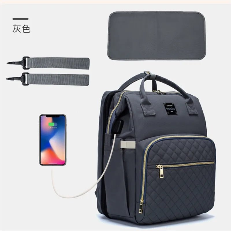 Waterproof Foldable Baby Bed Diaper Bag with Bed Travel Backpack for Busy Parents - Zeprah