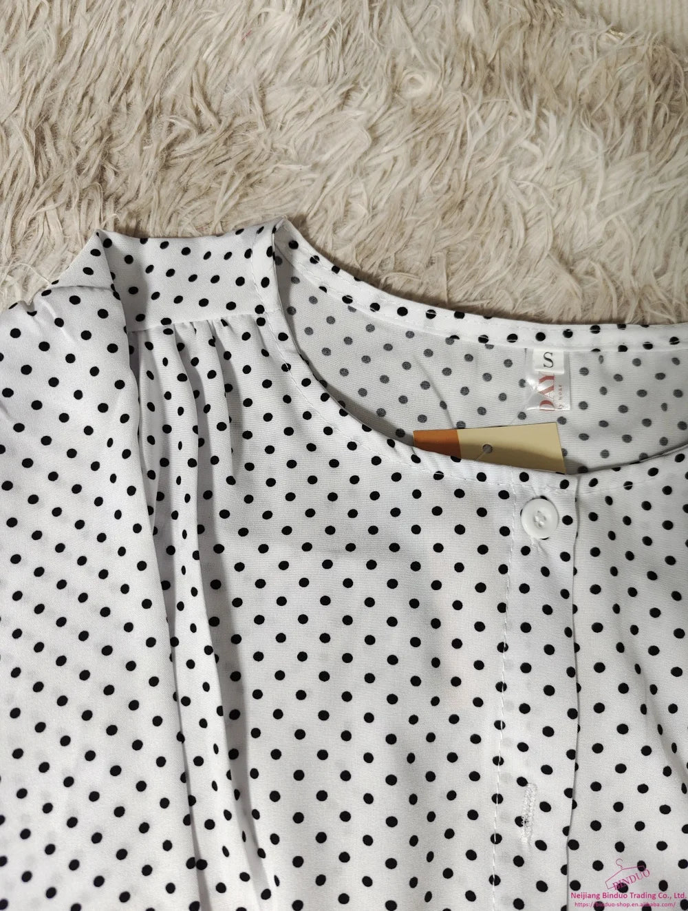 Wave Point Lady's Blouse Puff Sleeve Long - Sleeved Shirt Hot - selling Woman's Shirt - Zeprah