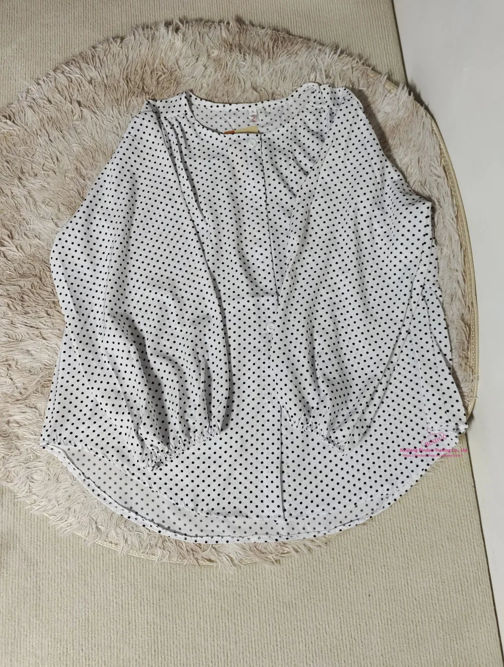 Wave Point Lady's Blouse Puff Sleeve Long - Sleeved Shirt Hot - selling Woman's Shirt - Zeprah