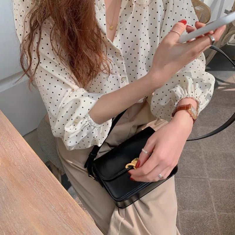 Wave Point Lady's Blouse Puff Sleeve Long - Sleeved Shirt Hot - selling Woman's Shirt - Zeprah