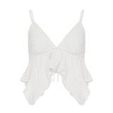 White Backless Camisole Top High Quality Asymmetric Hem Vest Sexy Sleeveless Holiday Wear - Zeprah