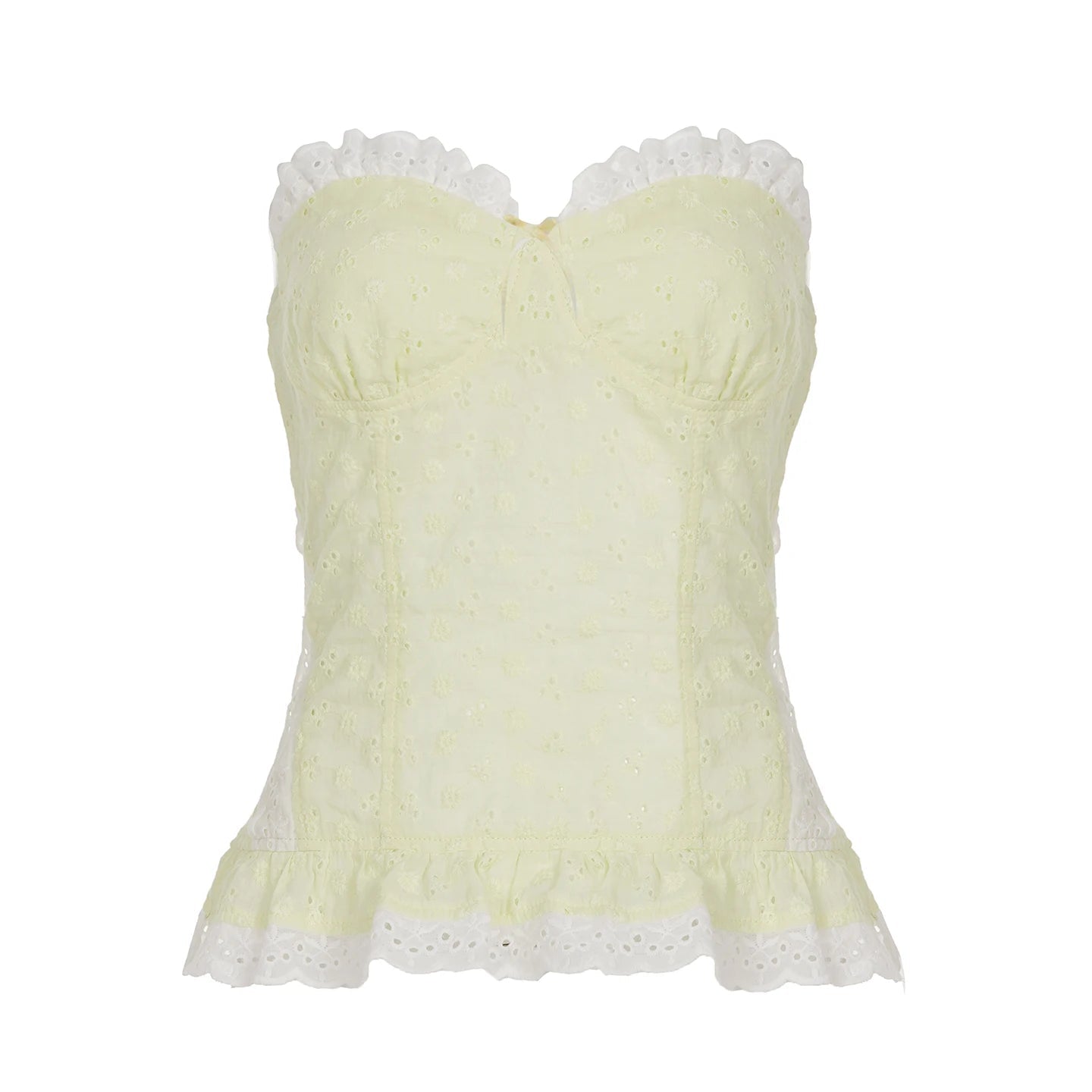 White Floral Lace Breathable Tank Tops Short Corset Top Bow Fashion Sexy Bodycon Bustier Waist Shaping - Zeprah