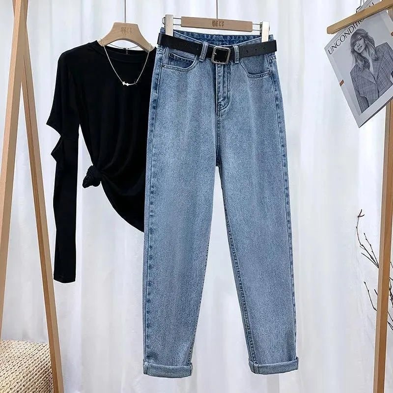 Wholesale Mid Waist Jean Women Jeans Casual Denim Trousers Loose Straight Harlan Pants for Women - Zeprah