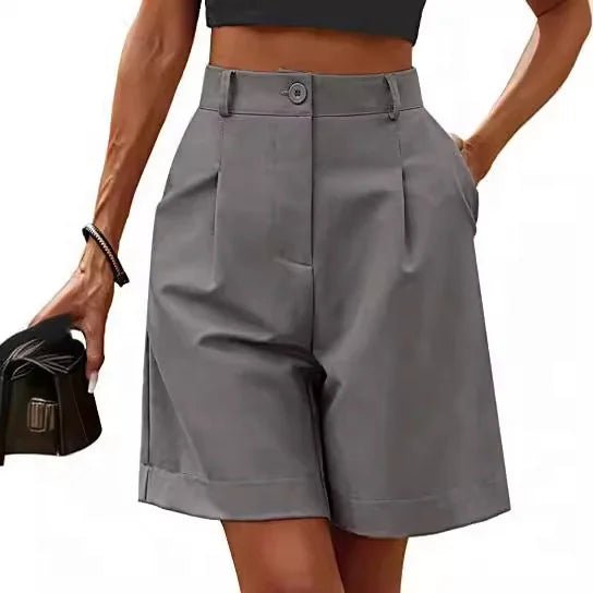 Wholesale Summer Women's Shorts Wide Leg Casual Navy Loose Shorts High Waist Fashionable Hot Pants - Zeprah