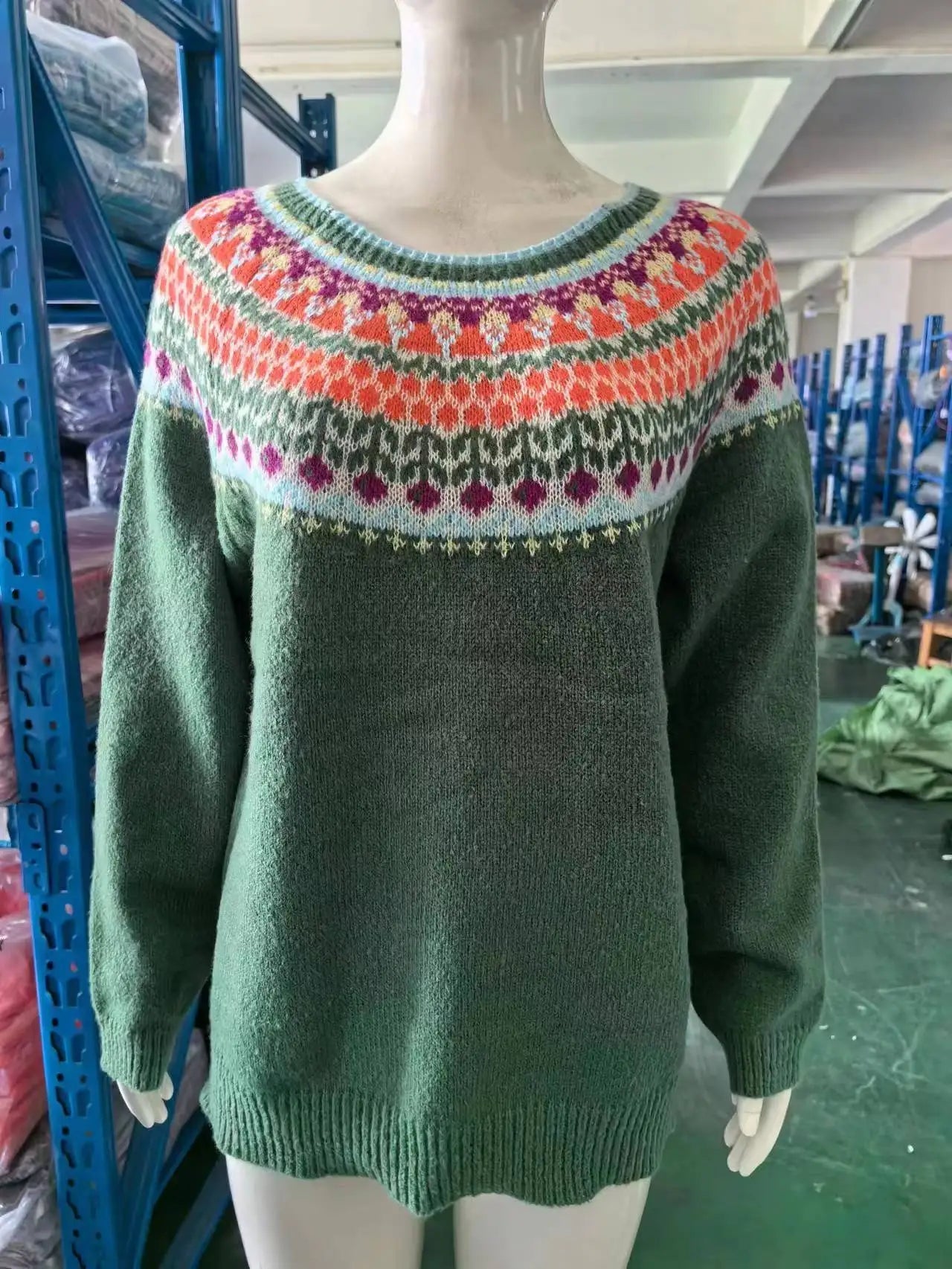 Winter Casual European American Style Women's Sweater O - Neck Color Block Anti - Pilling Loose Fit Pullover Knitwear - Zeprah