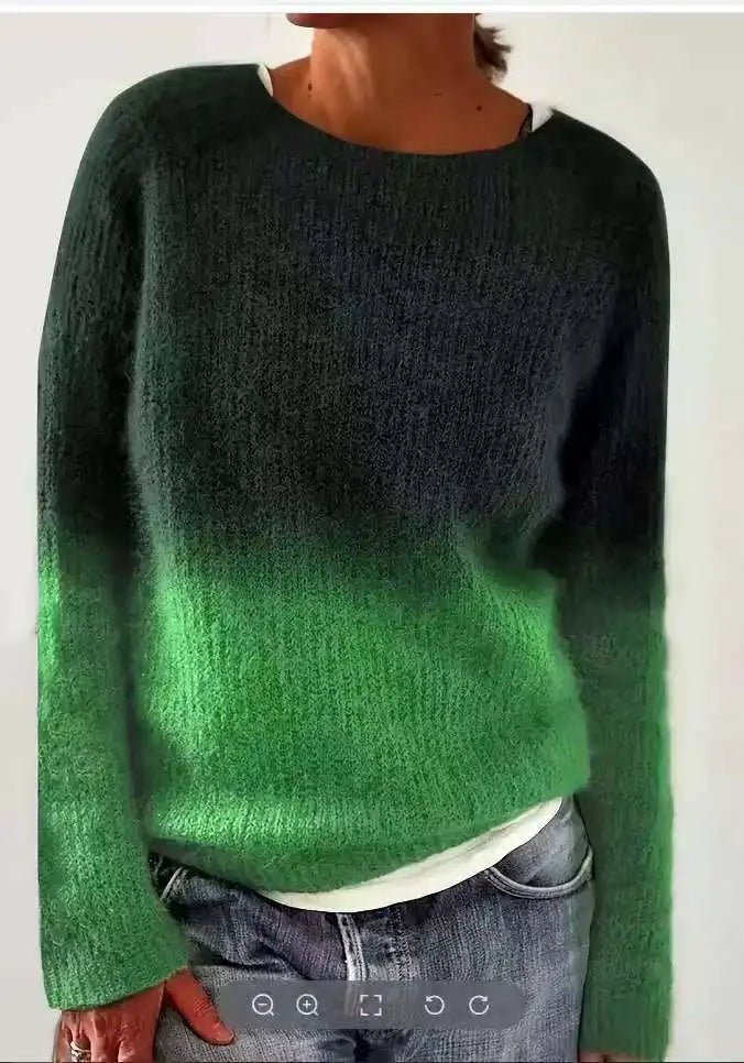 Winter Casual European American Style Women's Sweater O - Neck Color Block Anti - Pilling Loose Fit Pullover Knitwear - Zeprah