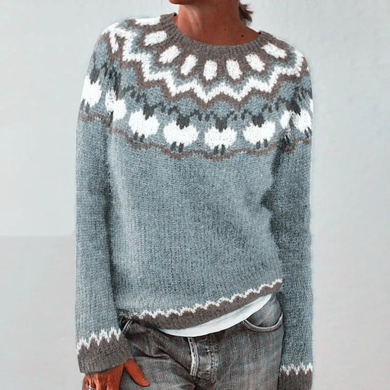 Winter Casual European American Style Women's Sweater O - Neck Color Block Anti - Pilling Loose Fit Pullover Knitwear - Zeprah