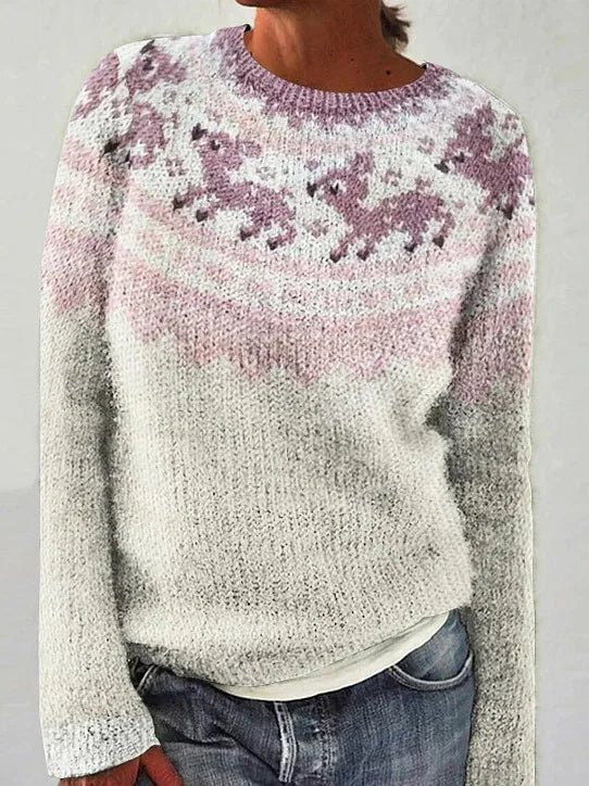 Winter Casual European American Style Women's Sweater O - Neck Color Block Anti - Pilling Loose Fit Pullover Knitwear - Zeprah