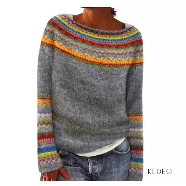 Winter Casual European American Style Women's Sweater O - Neck Color Block Anti - Pilling Loose Fit Pullover Knitwear - Zeprah