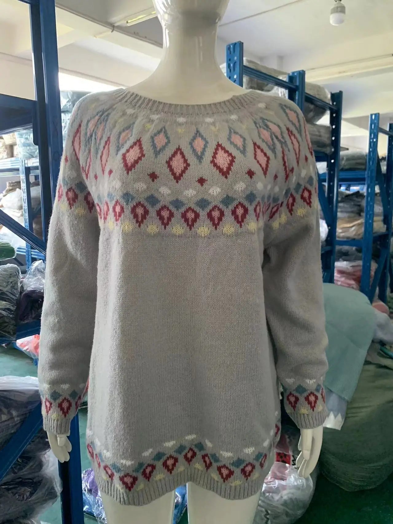 Winter Casual European American Style Women's Sweater O - Neck Color Block Anti - Pilling Loose Fit Pullover Knitwear - Zeprah